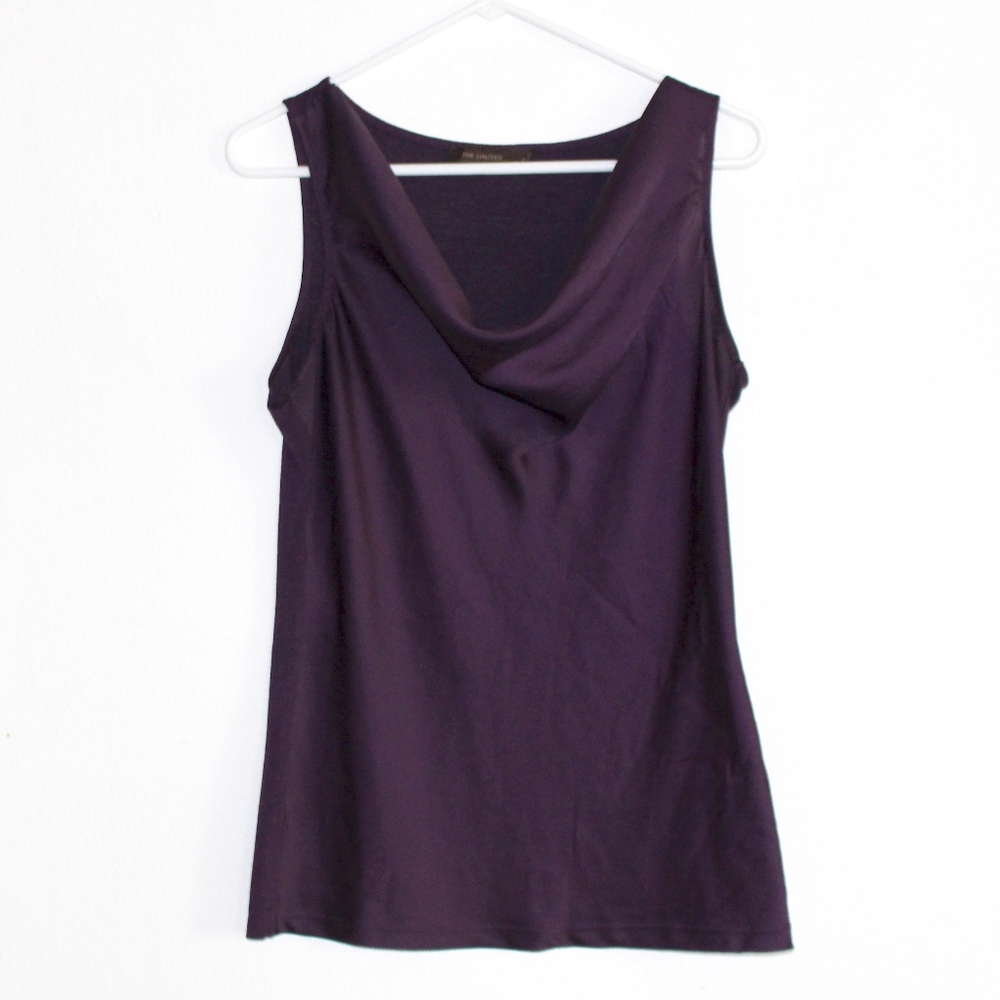 THE LIMITED SHEER PURPLE TANK W/ COWL NECK SZ M.